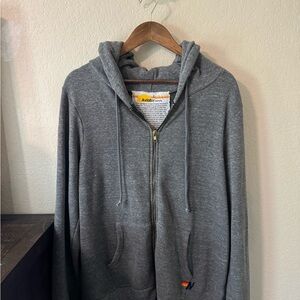 Aviator Nation Gray Zip-Up Hoodie - lightening bolt back